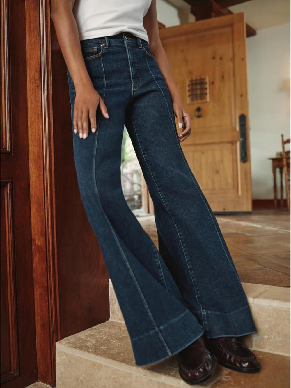 Good American Good Waist Palazzo Crop Jeans SIZE 4